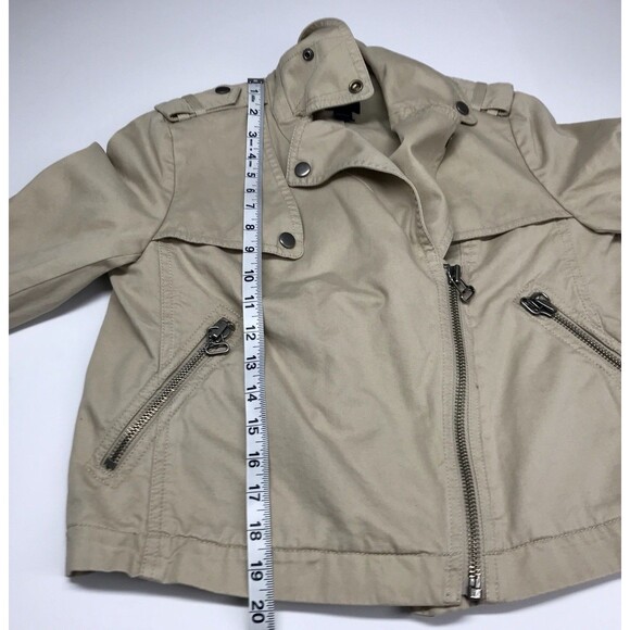 GAP Women’s Full Zip Biker Jacket Size XS Solid Khaki Beige Long Sleeves EUC - Picture 9 of 12